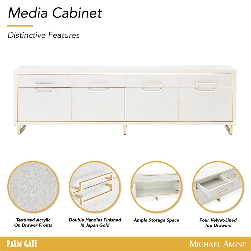 Palm Gate Media Cabinet - Cloud White