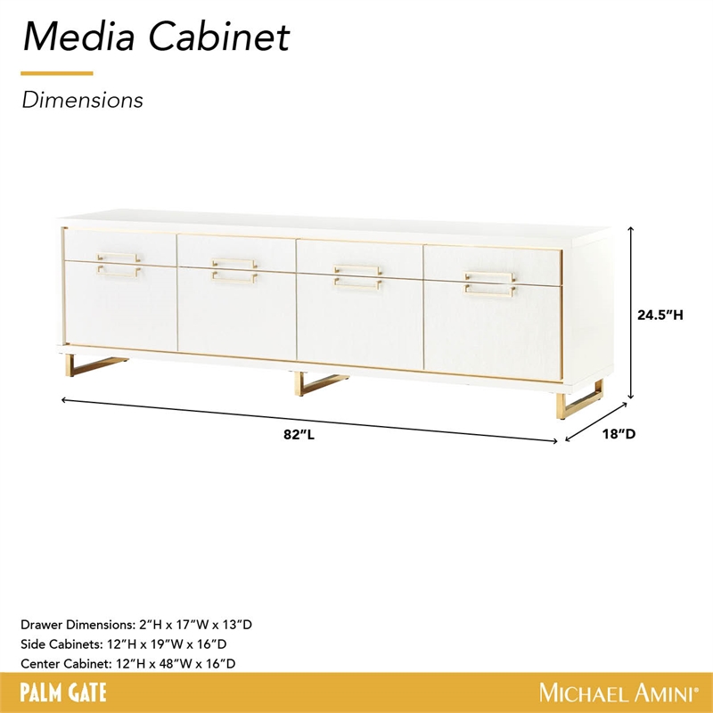 Palm Gate Media Cabinet - Cloud White