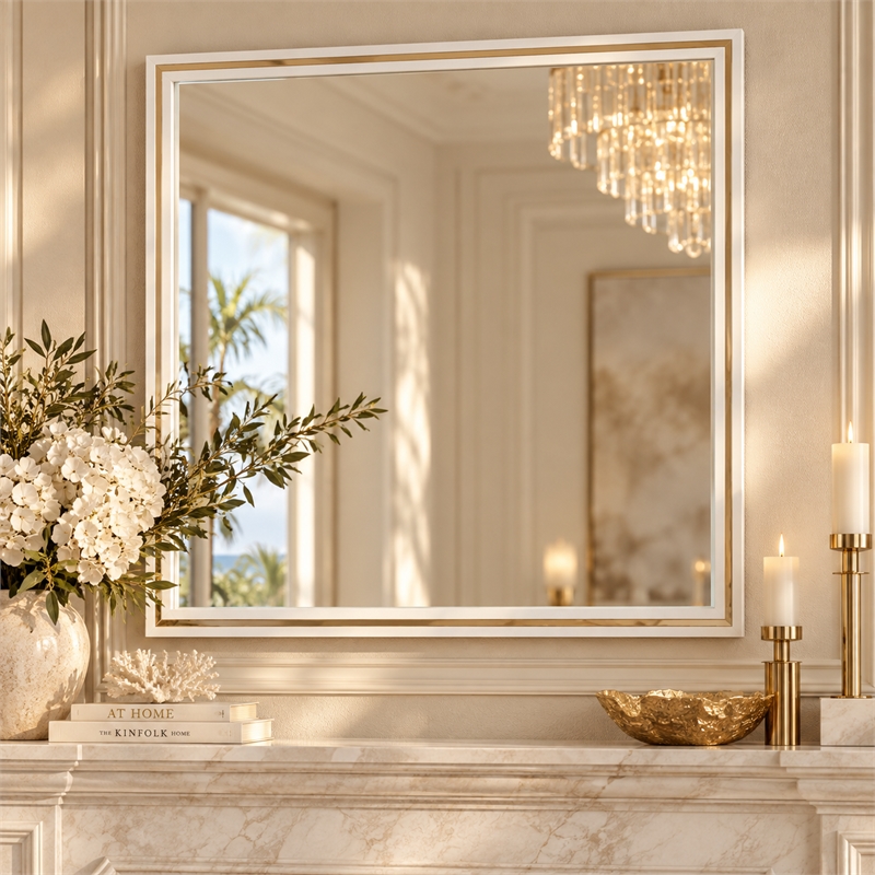 Palm Gate Wall Mirror - Cloud White