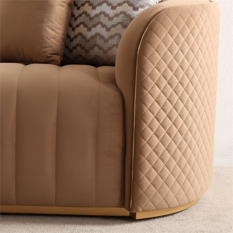 Ariana Velvet Loveseat - Caramel/Gold