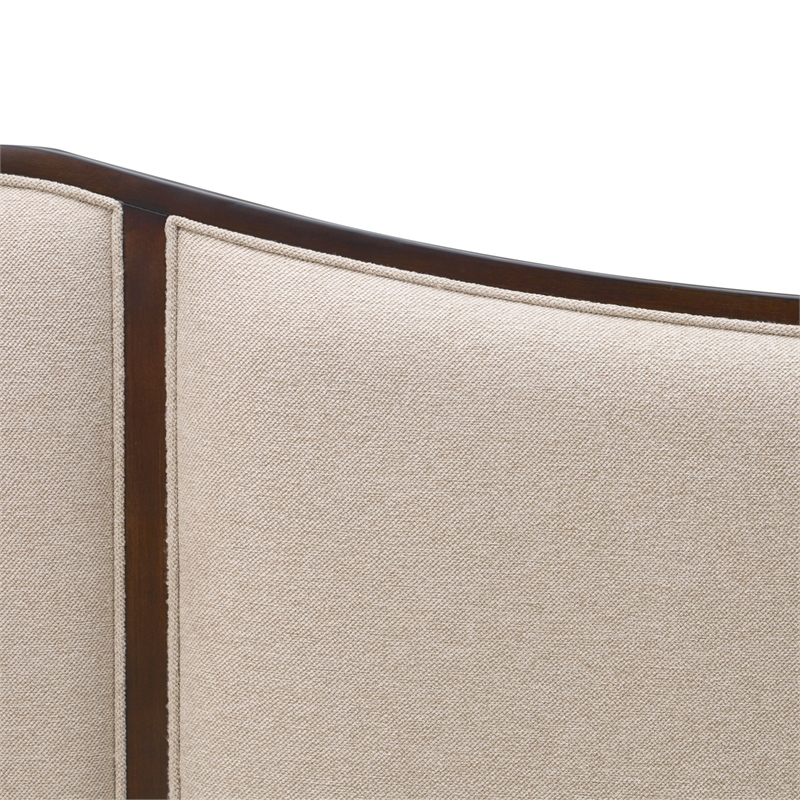 Michael Amini Camellia Field Queen Upholstered Chenille Bed in Linen/Warm Pecan