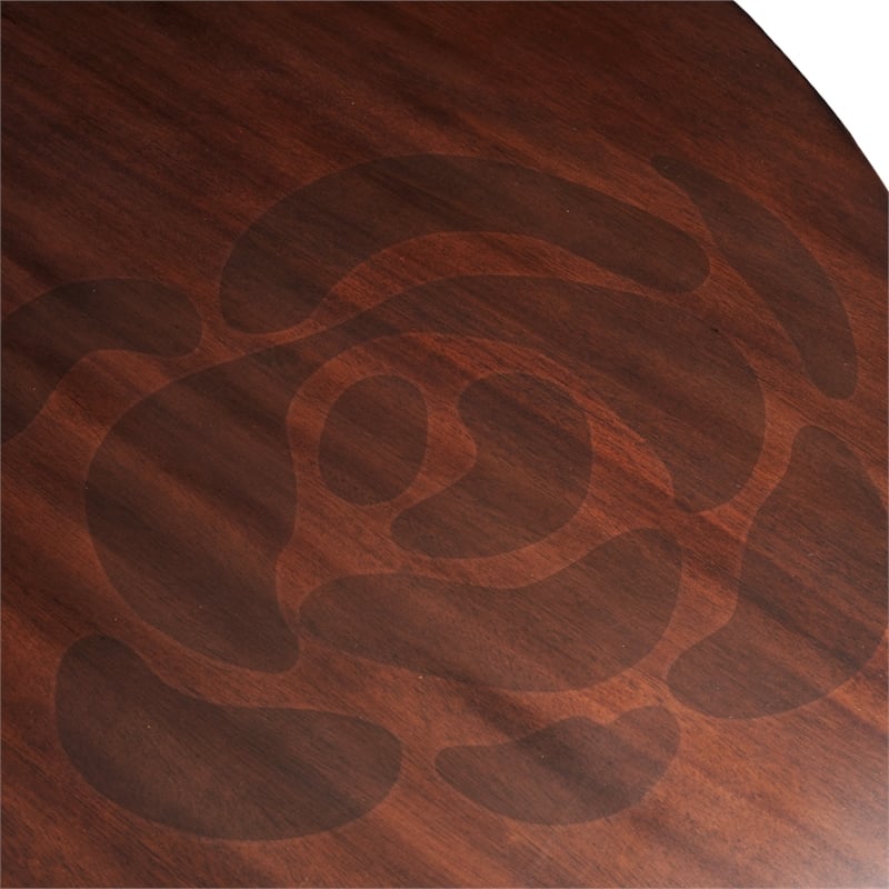 Michael Amini Camellia Field Round Dining Table in Warm Pecan/Antique Gold