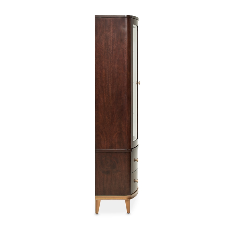 Michael Amini Camellia Field Display Cabinet in Warm Pecan