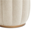 Michael Amini Camellia Field Round Chenille Accent Bench in Linen/Warm Pecan