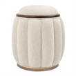 Michael Amini Camellia Field Round Chenille Accent Bench in Linen/Warm Pecan