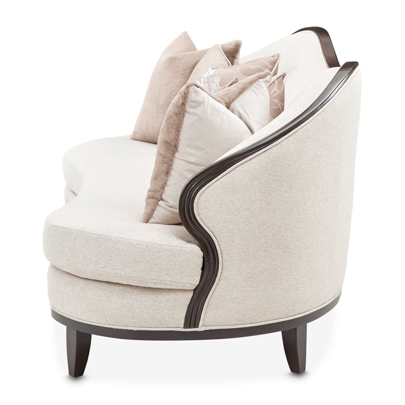 Michael Amini Camellia Field Chenille Sofa in Linen/Warm Pecan