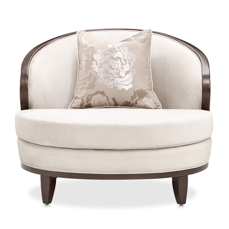 Michael Amini Camellia Field Velvet Matching Chair in Porcini/Warm Pecan