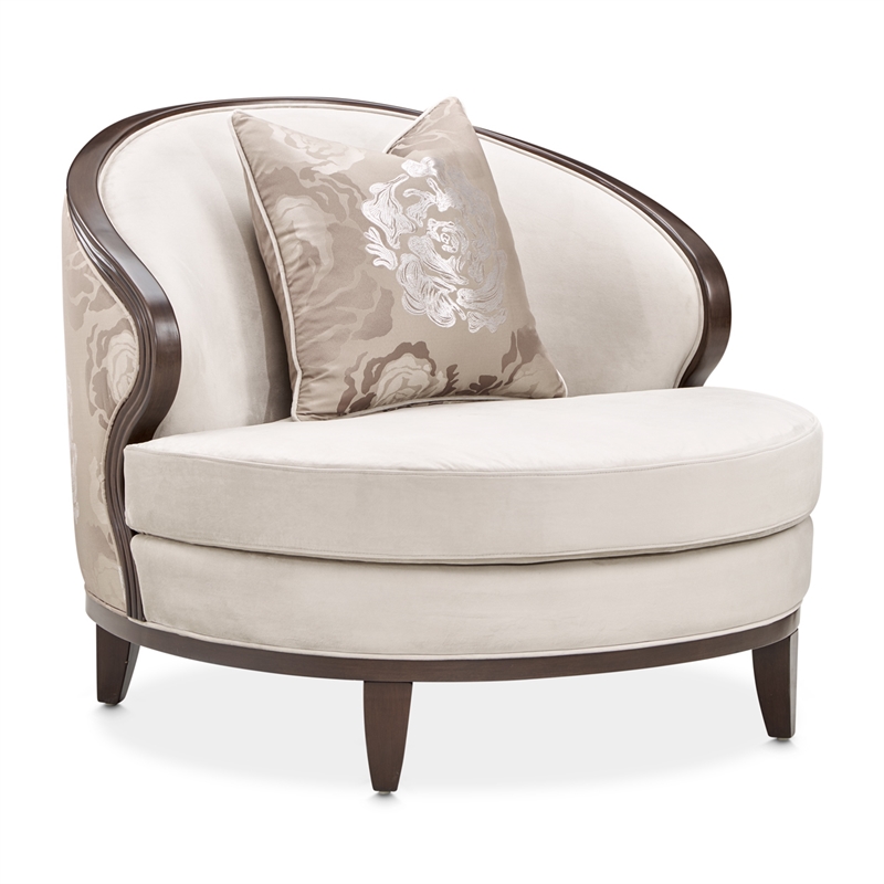 Michael Amini Camellia Field Velvet Matching Chair in Porcini/Warm Pecan