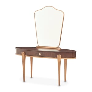 Michael Amini Camellia Field Vanity with Mirror in Warm Pecan