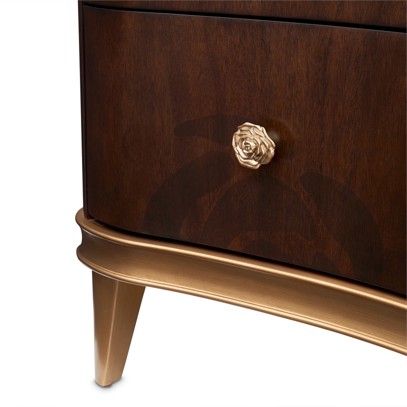 Michael Amini Camellia Field 6-Drawers 2-Shelves Dresser in Warm Pecan