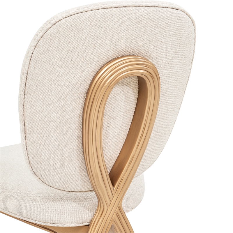 Michael Amini Camellia Field Chenille Vanity Chair in Linen/Antique Gold