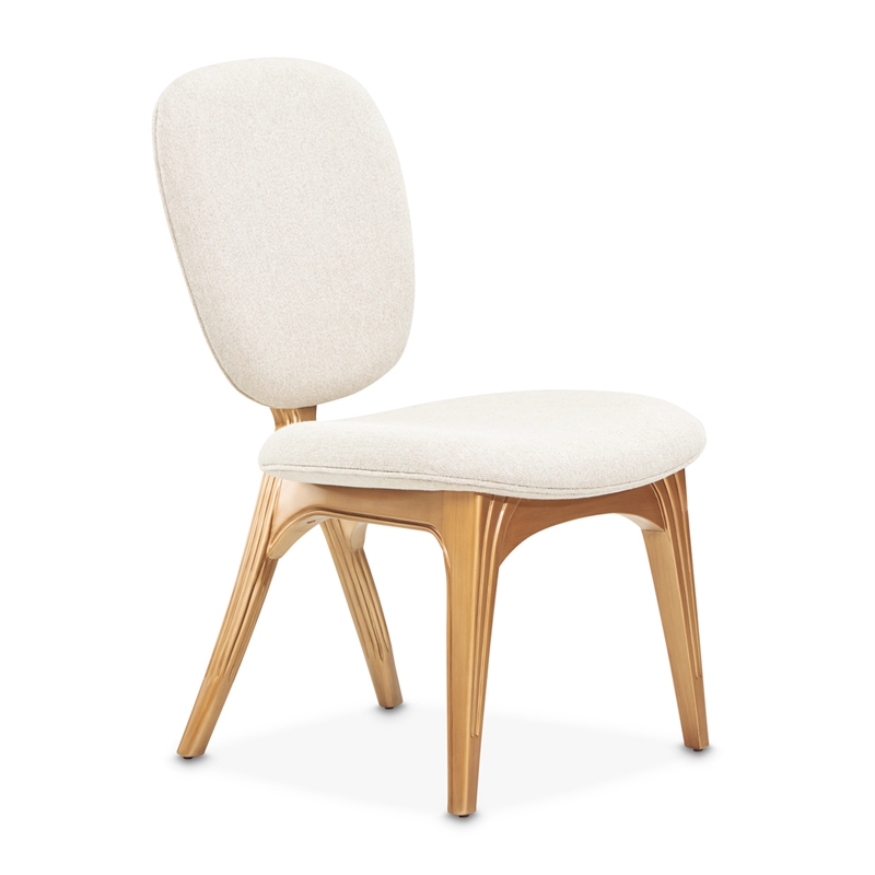 Michael Amini Camellia Field Chenille Vanity Chair in Linen/Antique Gold