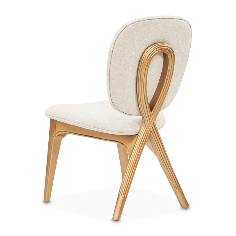 Michael Amini Camellia Field Chenille Vanity Chair in Linen/Antique Gold