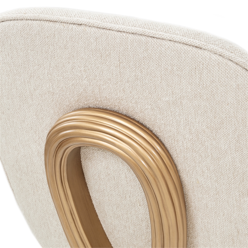 Michael Amini Camellia Field Chenille Vanity Chair in Linen/Antique Gold
