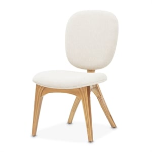 Michael Amini Camellia Field Chenille Vanity Chair in Linen/Antique Gold