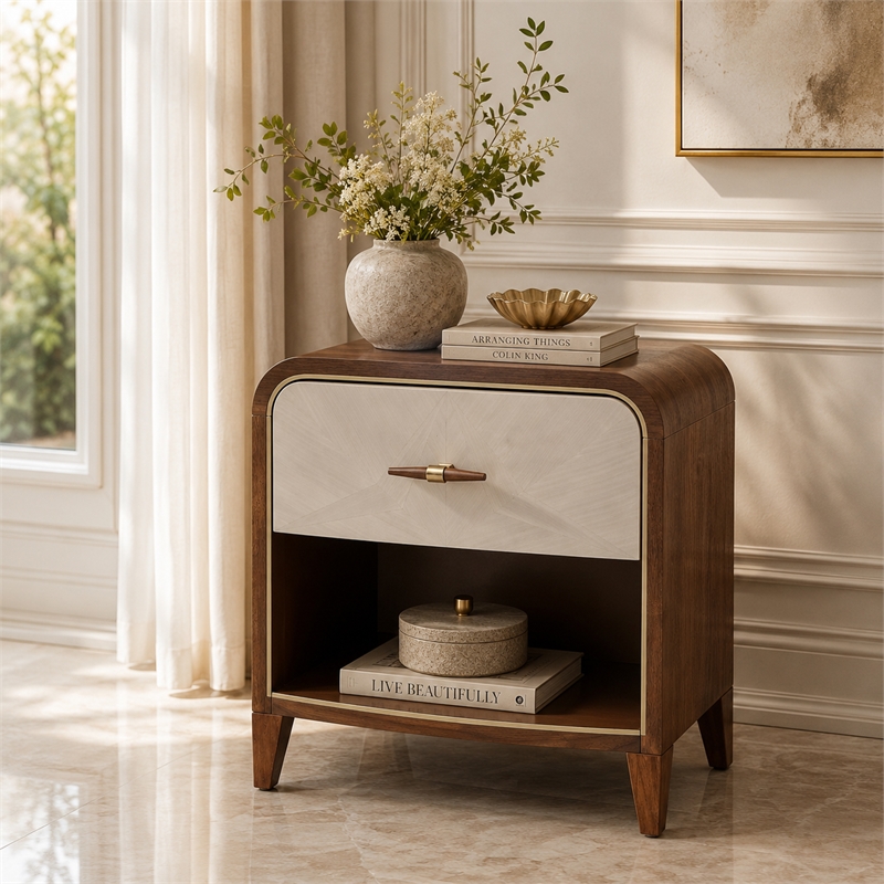 Houston 1-Drawer Nightstand - Walnut
