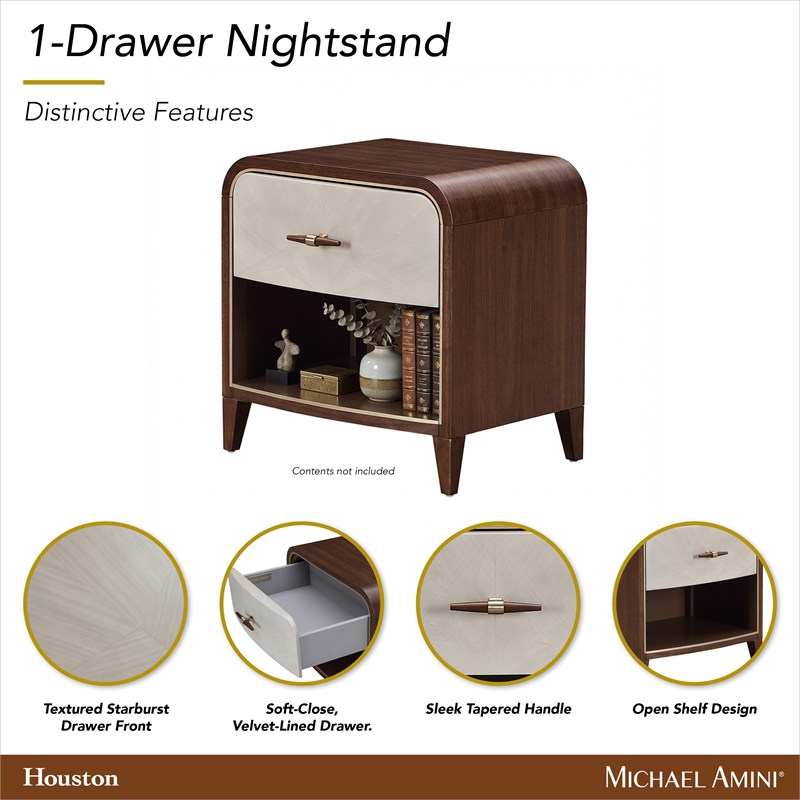 Houston 1-Drawer Nightstand - Walnut