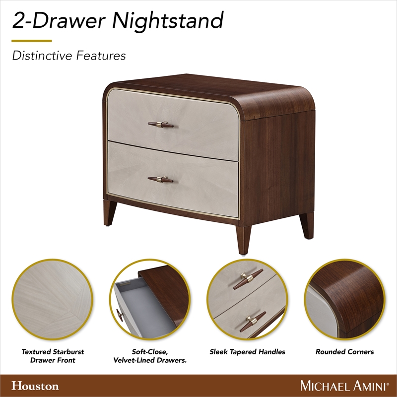 houston 2-drawer nightstand - walnut