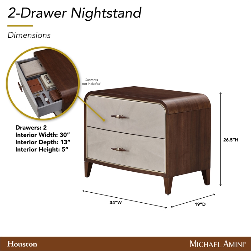 houston 2-drawer nightstand - walnut