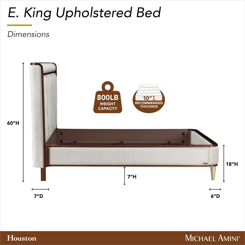 houston eastern king channel tufted panel bed - porcini/walnut