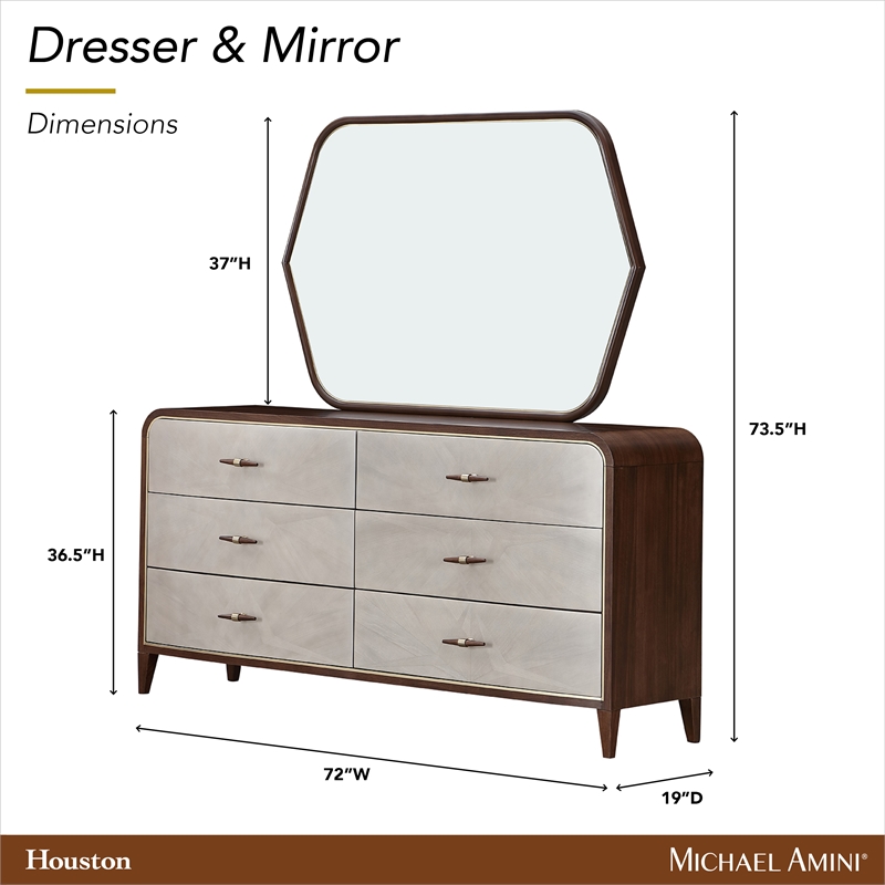 Houston Dresser with Mirror - Walnut