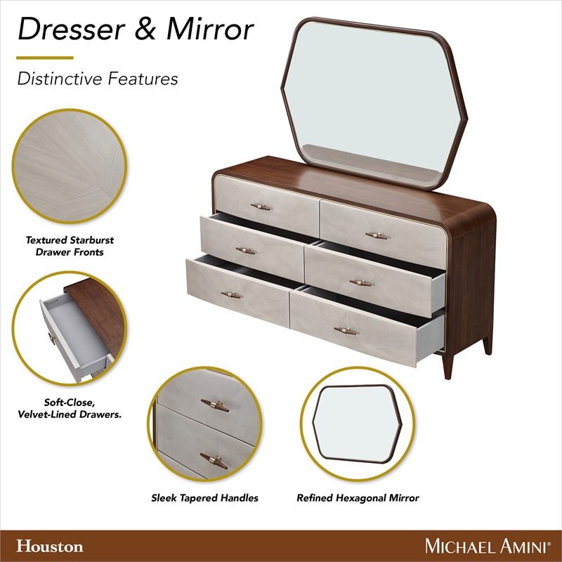 Houston Dresser with Mirror - Walnut