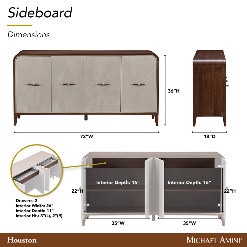 Houston Sideboard with Drawers - Walnut