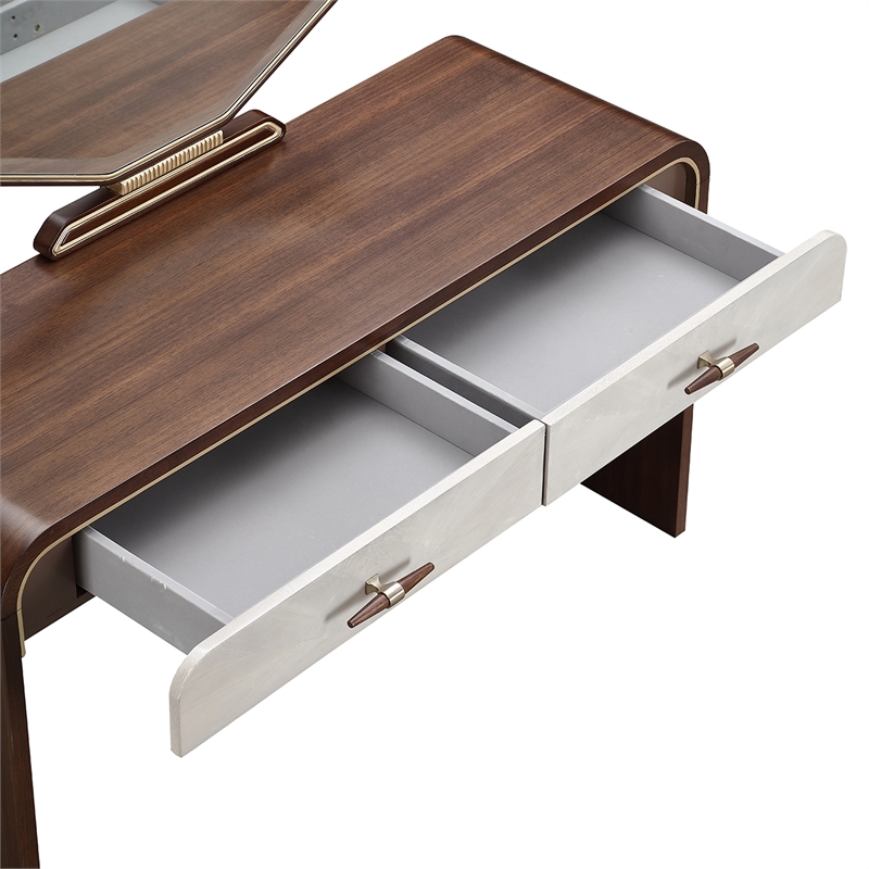 Houston Vanity with Mirror & Chair - Walnut