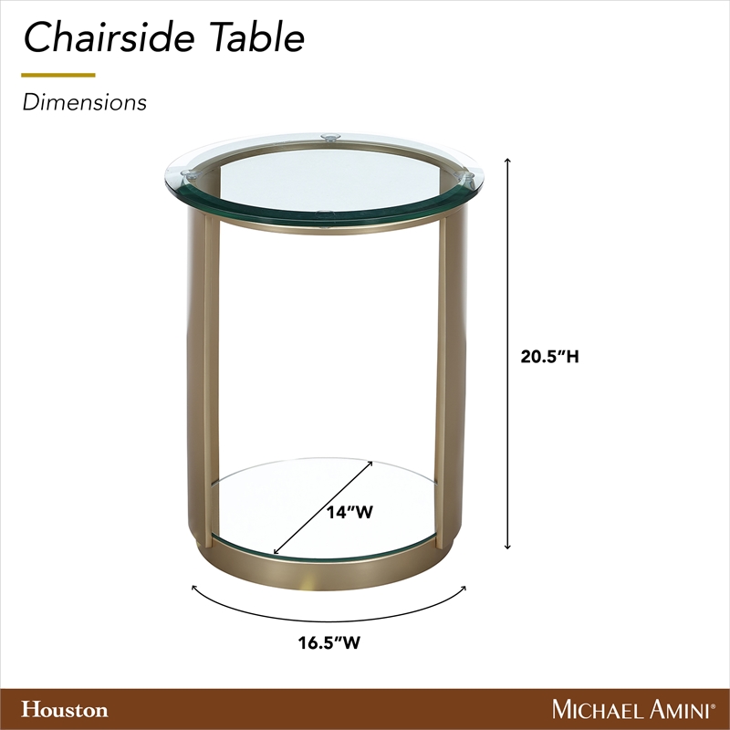 Houston Round Chairside Table - Brushed Gold