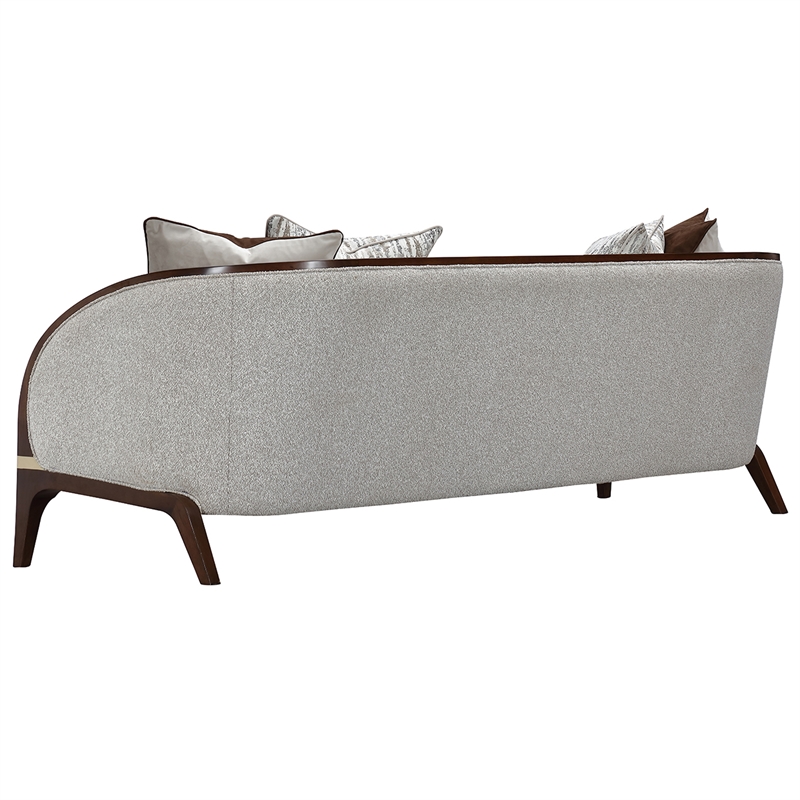 Houston Boucle Sofa - Pebble/Walnut