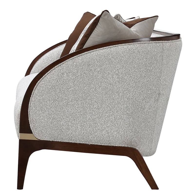 Houston Boucle Sofa - Pebble/Walnut