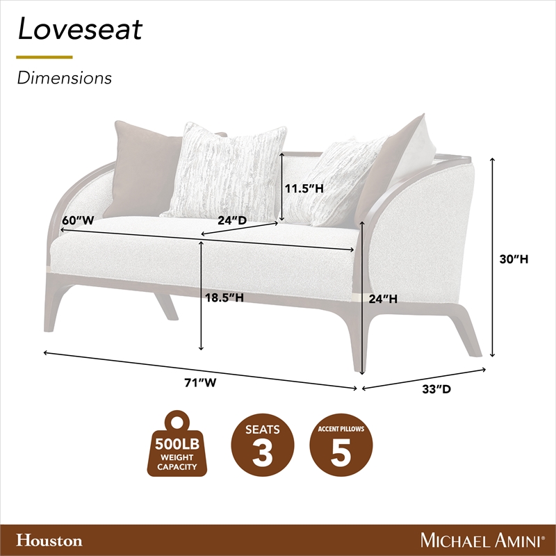 Houston Boucle Loveseat - Pebble/Walnut