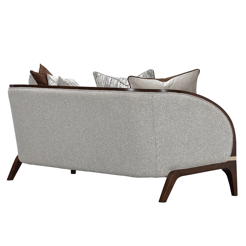 Houston Boucle Loveseat - Pebble/Walnut