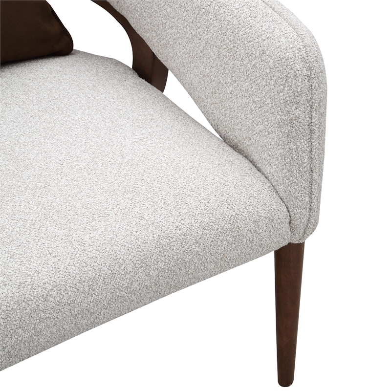 Houston Boucle Accent Chair - Pebble/Walnut