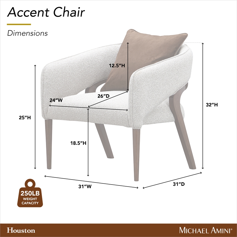 Houston Boucle Accent Chair - Pebble/Walnut