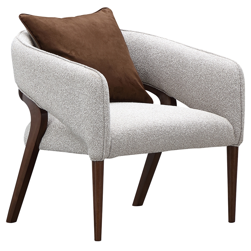 Houston Boucle Accent Chair - Pebble/Walnut