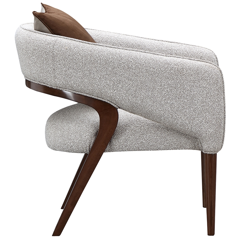 Houston Boucle Accent Chair - Pebble/Walnut