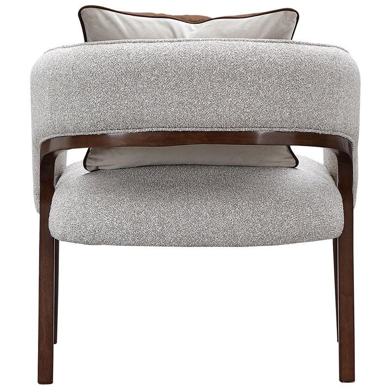 Houston Boucle Accent Chair - Pebble/Walnut