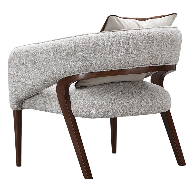 Houston Boucle Accent Chair - Pebble/Walnut