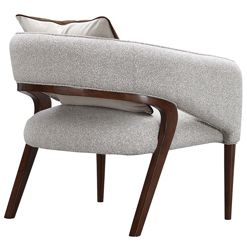 Houston Boucle Accent Chair - Pebble/Walnut