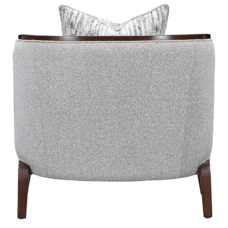 Houston Boucle Matching Accent Chair - Pebble/Walnut