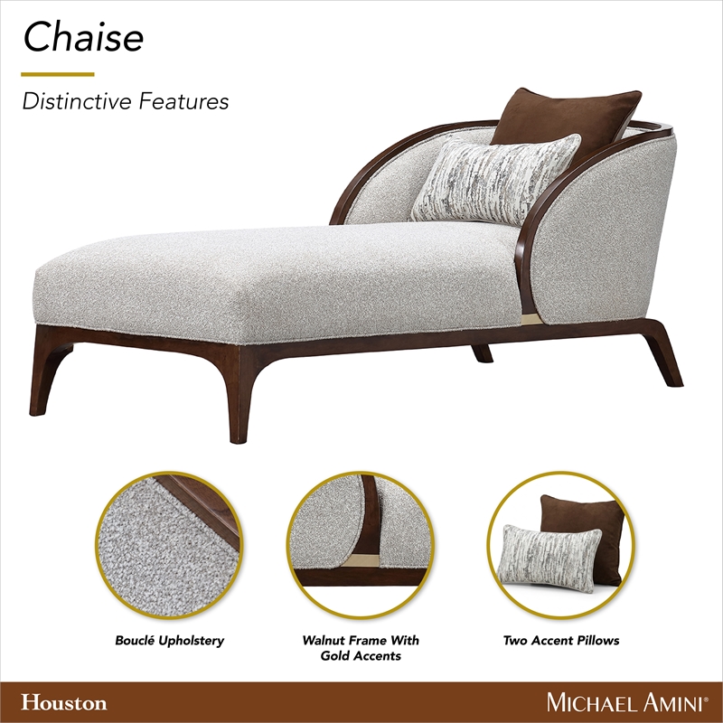 Houston Boucle Chaise - Pebble/Walnut