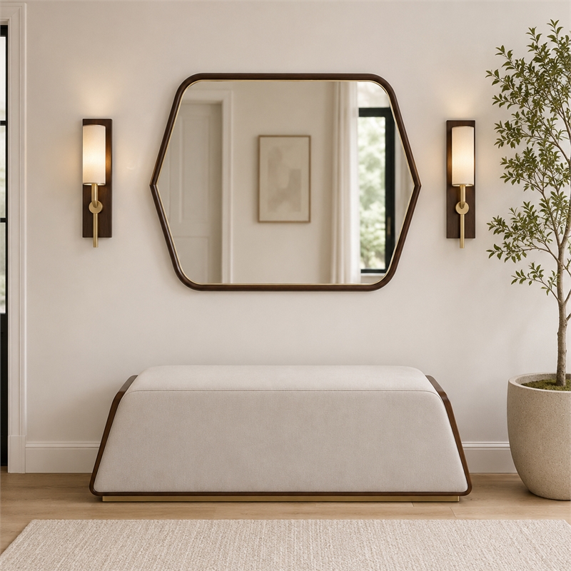 Houston Wall Mirror - Walnut