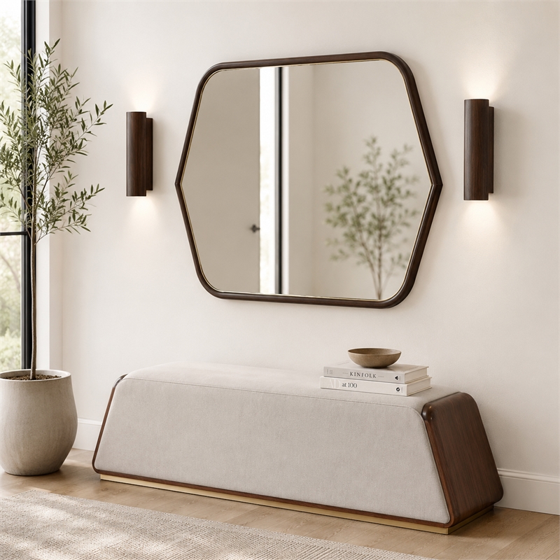 Houston Wall Mirror - Walnut