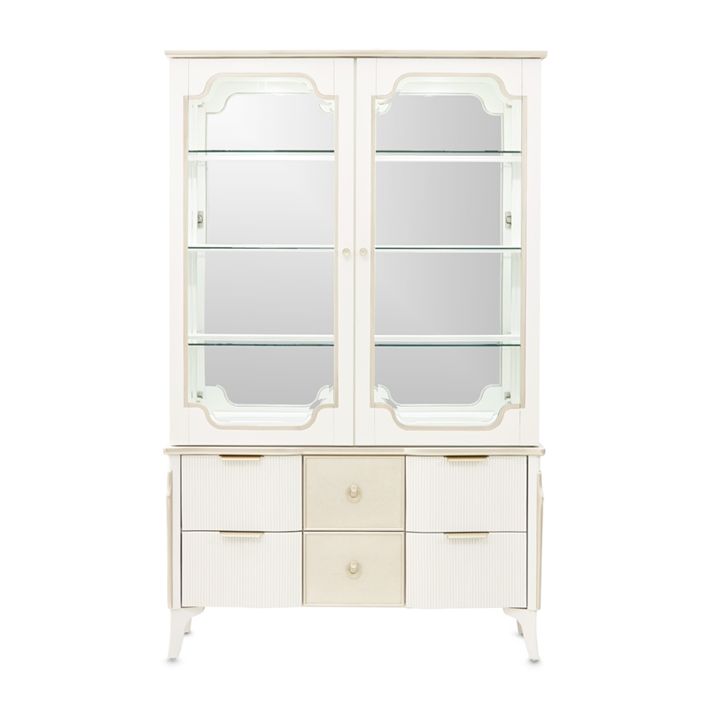La Marisia Display Cabinet with LED Lighting - Creamy Pearl
