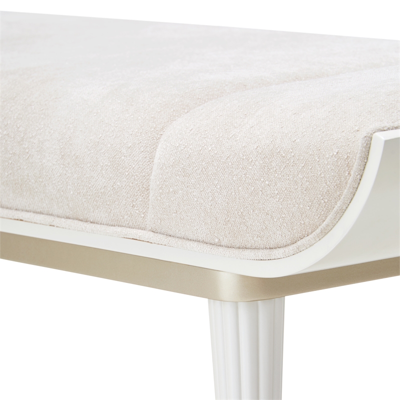La Marisia Chenille Accent Bench - Tranquil/Creamy Pearl