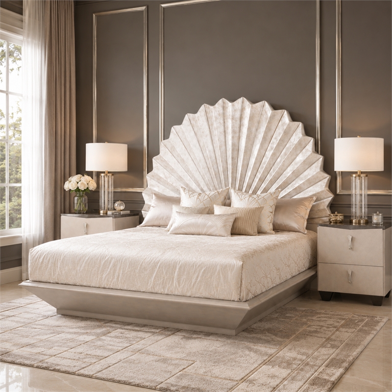 Fantosini King Fan Bed - Silver Leaf