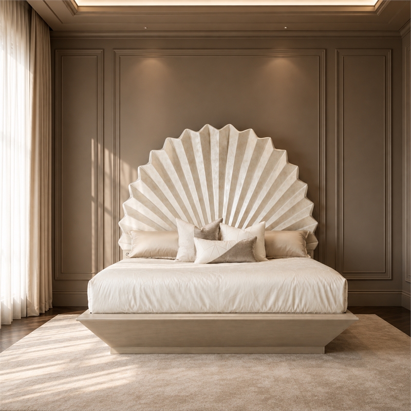 Fantosini King Fan Bed - Silver Leaf