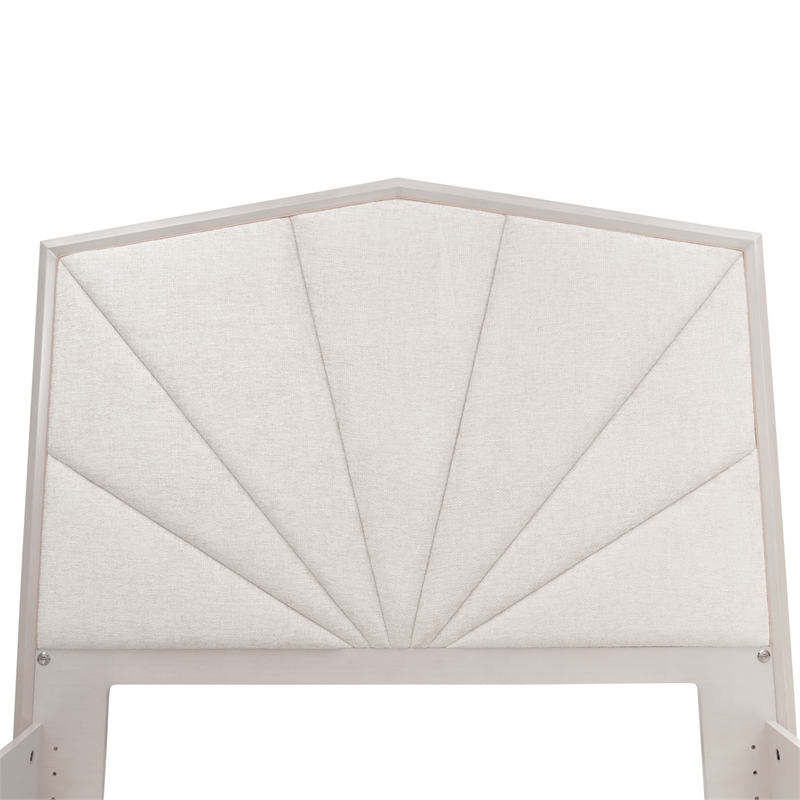 Fantosini King Chenille Panel Bed - Cappuccino/Silver Mist