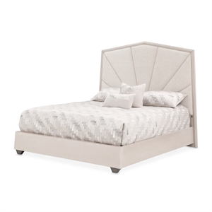 Fantosini King Chenille Panel Bed - Cappuccino/Silver Mist